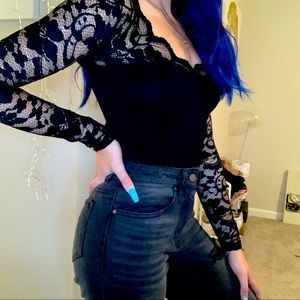 Lace black top
